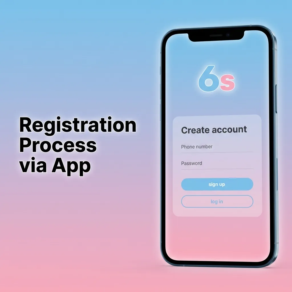 Mobile app registration screen showing sign-up button and account creation steps for quick betting access