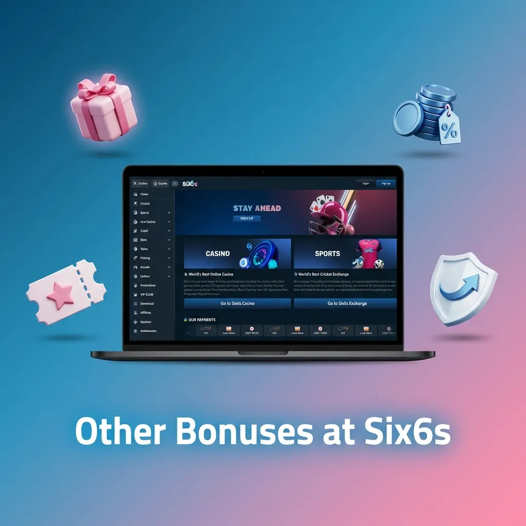 Six6s casino bonuses including daily deposits, cashback offers, referral rewards, and VIP loyalty programme benefits